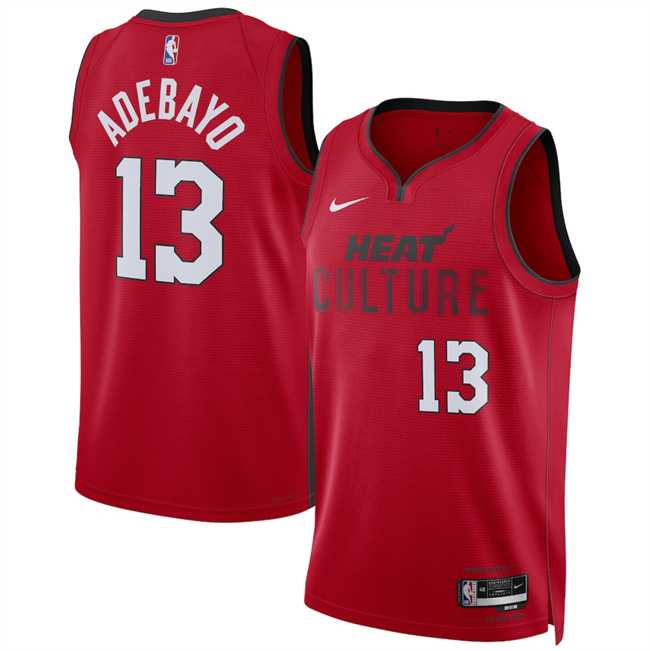 Mens Miami Heat #13 Bam Adebayo Red 2024-25 City Edition Stitched Jersey Dzhi